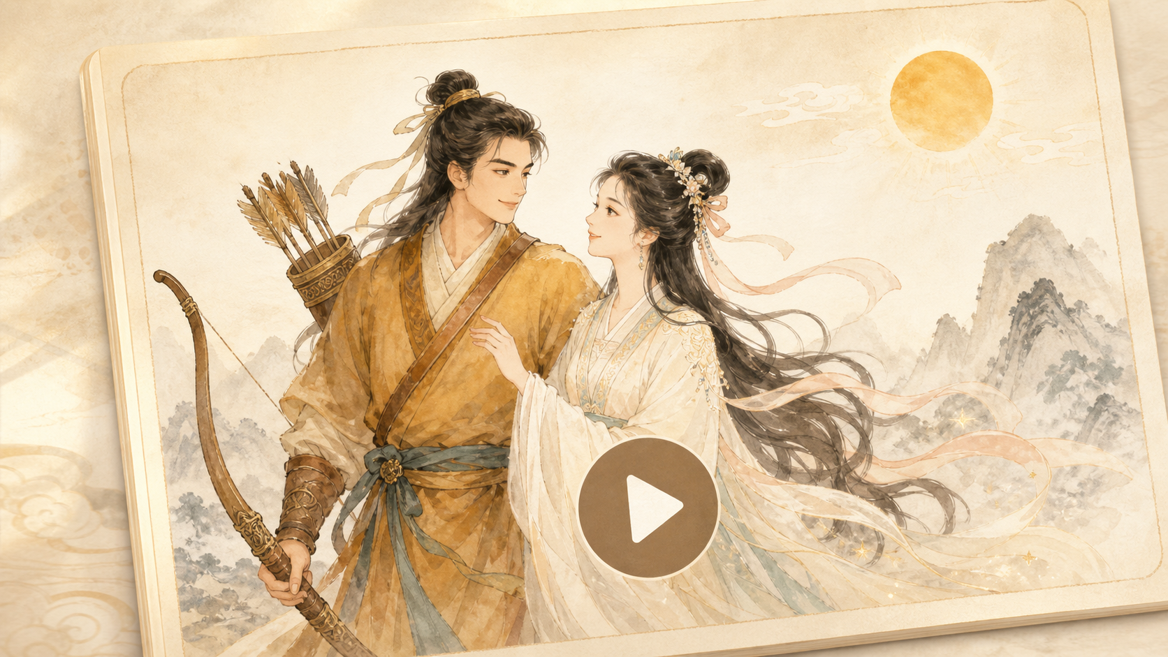 Illustration of Hou Yi and Chang'e together